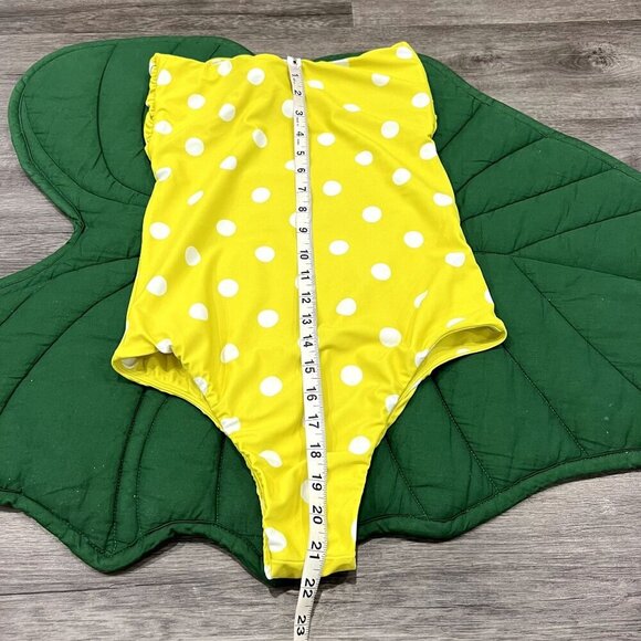 Mikoh Womens XL Lana Yellow Polka Dot Strapless Tie Front One Piece Swimsuit - Picture 6 of 7